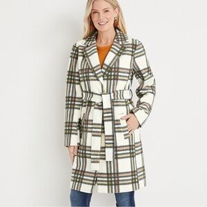 Maurices Plaid Belted Trench Coat